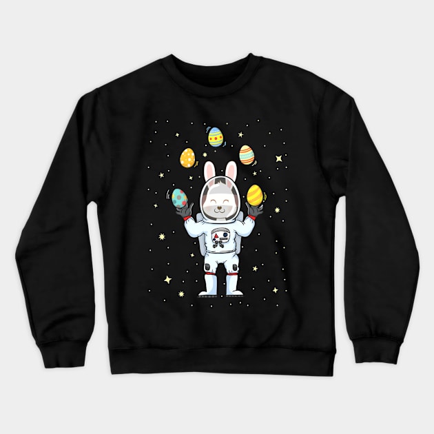 Astronaut Solar System Easter Bunny Eggs Science Crewneck Sweatshirt by nevilleanthonysse